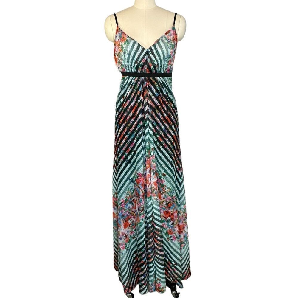 Alberto Makali Floral Mesh V Neck Maxi Dress | Size S